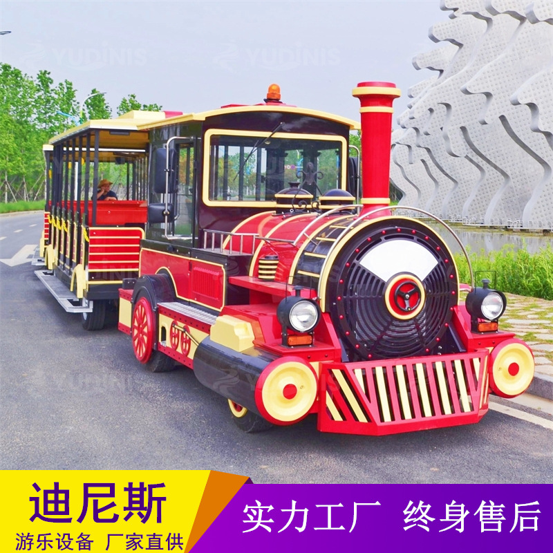 大型燃油电动观光列车 花海景区无轨轨道观光小火车 60座观光火车