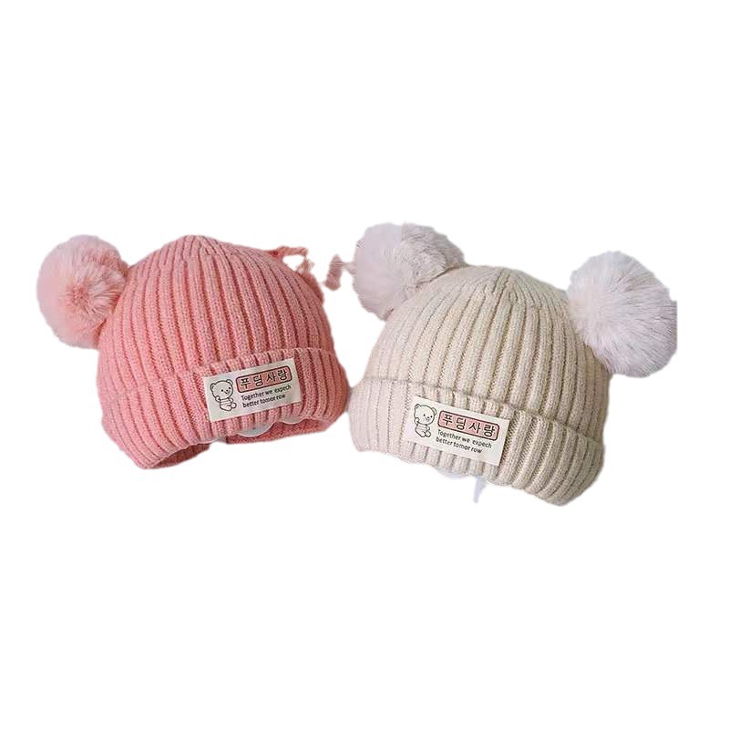 Newborn Winter Baby Hat Baby Boy Baby Girl Woolen Cap Knitted Hat Cotton Inner Warm Thickened Children's Tire