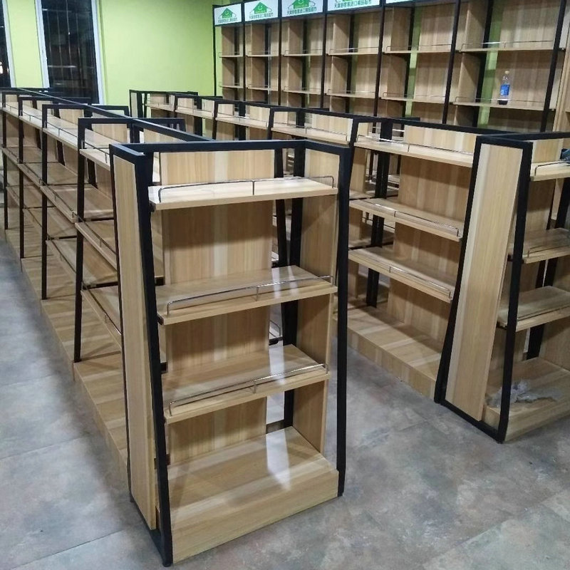 钢木超市货架 化妆品展示柜单面样品零食陈列置物架便利店货柜