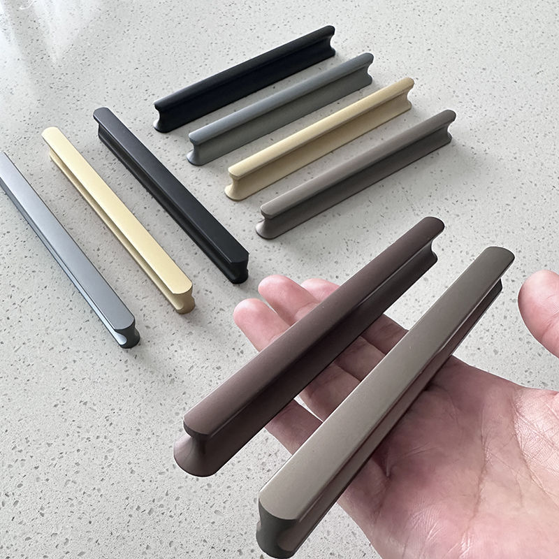 五金拉手现代简约t型圆头橱柜铝合金加长柜门黑色抽屉衣柜门把手