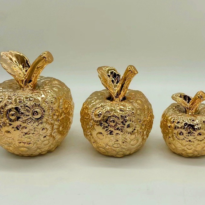 Fruit Apple Plating Golden Champagne Golden Pineapple Pineapple Ceramic Decoration Home Ornament Furnishing Crafts 7