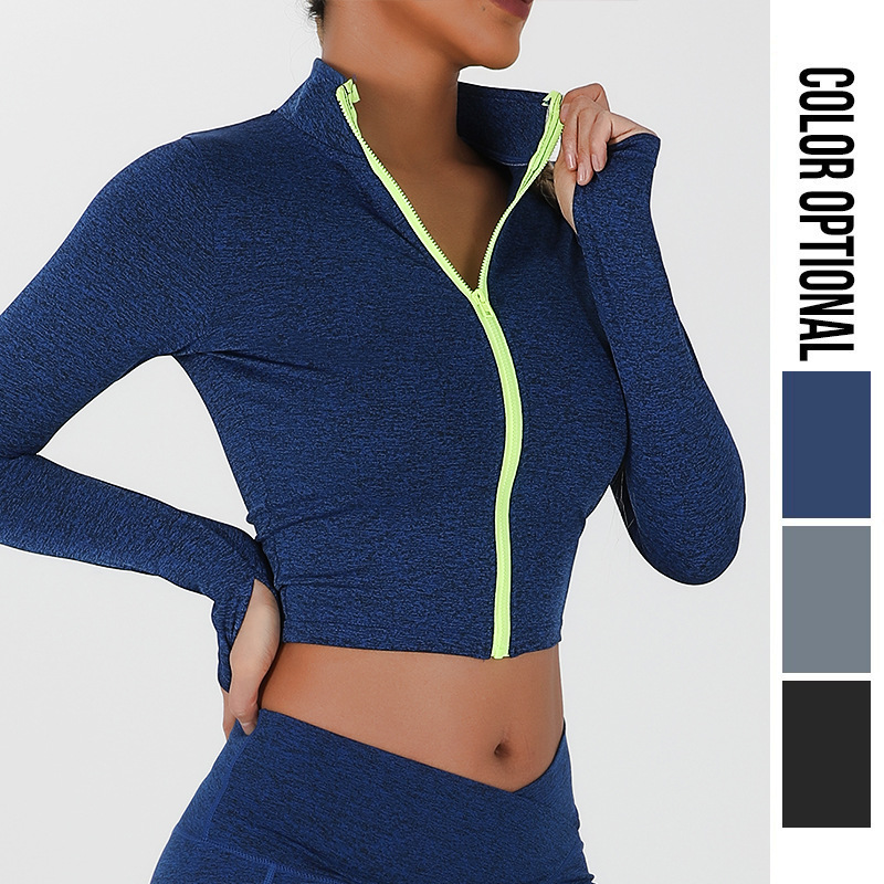 Autumn and Winter Long Sleeve Yoga Wear Top Lulu Quick-Drying Cardigan Zipper Workout Clothes Running Sportswear Yoga Coat for Women