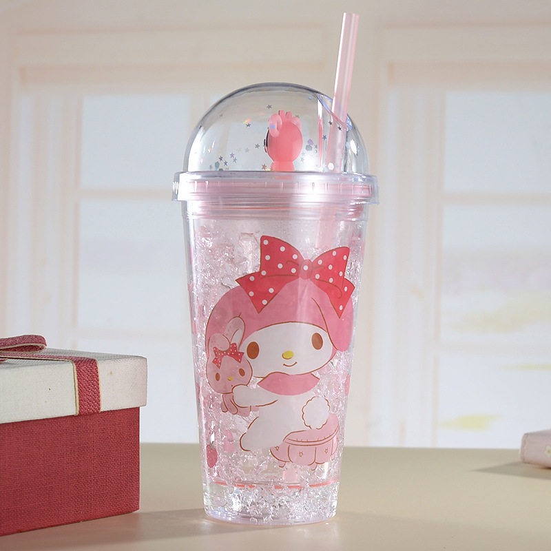 New Creative Cartoon Double-Layer Plastic Cup Good-looking Student Portable Summer Ice Glass Children Gift Cup