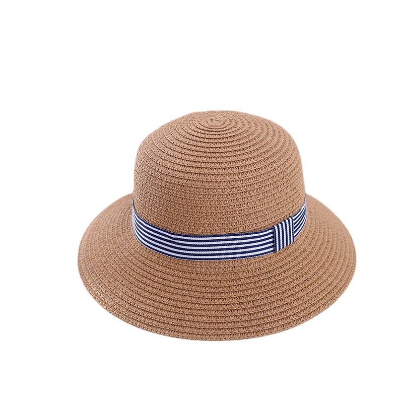 New Children's Basin Hat Boys and Girls Summer Parent-Child Straw Hat Small Fresh Bow Children Beach Sun Hat