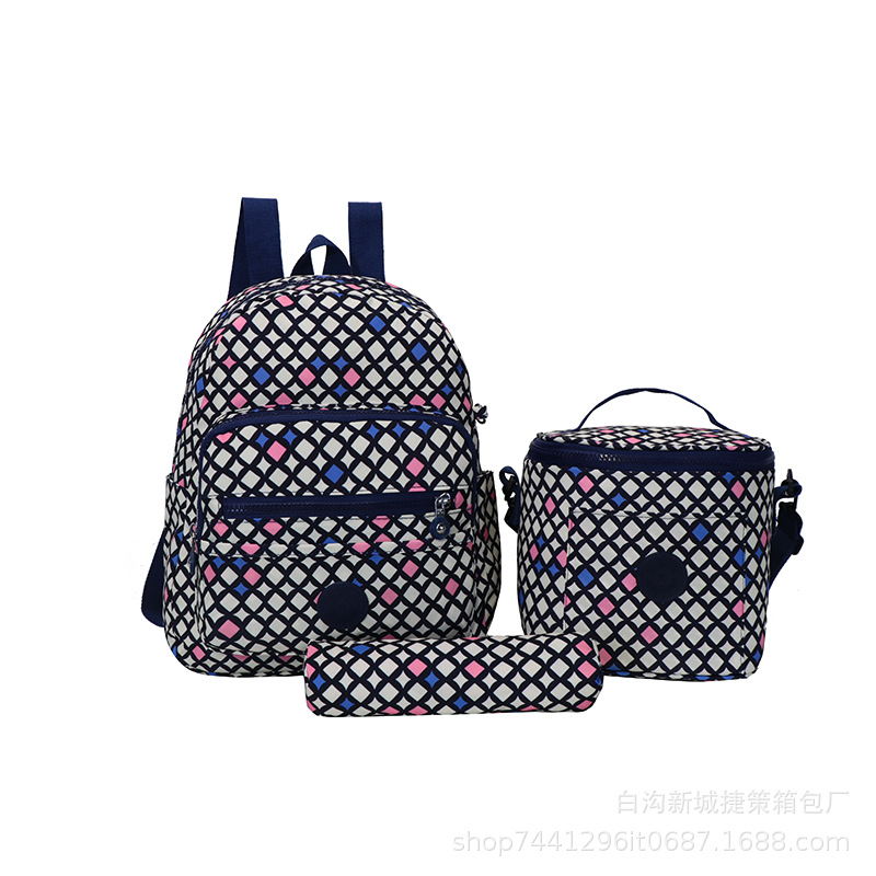 Backpack One Piece Dropshipping Pattern Cloth Backpack Three-Piece Casual Shoulder Bag Women's Bag Large Capacity Schoolbag Fashion