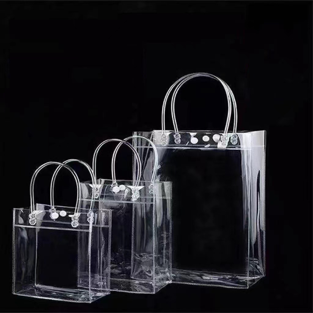 Wedding Pvc Transparent Handbag Plastic Clothing Packaging Bag Cosmetics Bag Hand Gift Bag Logo Printing