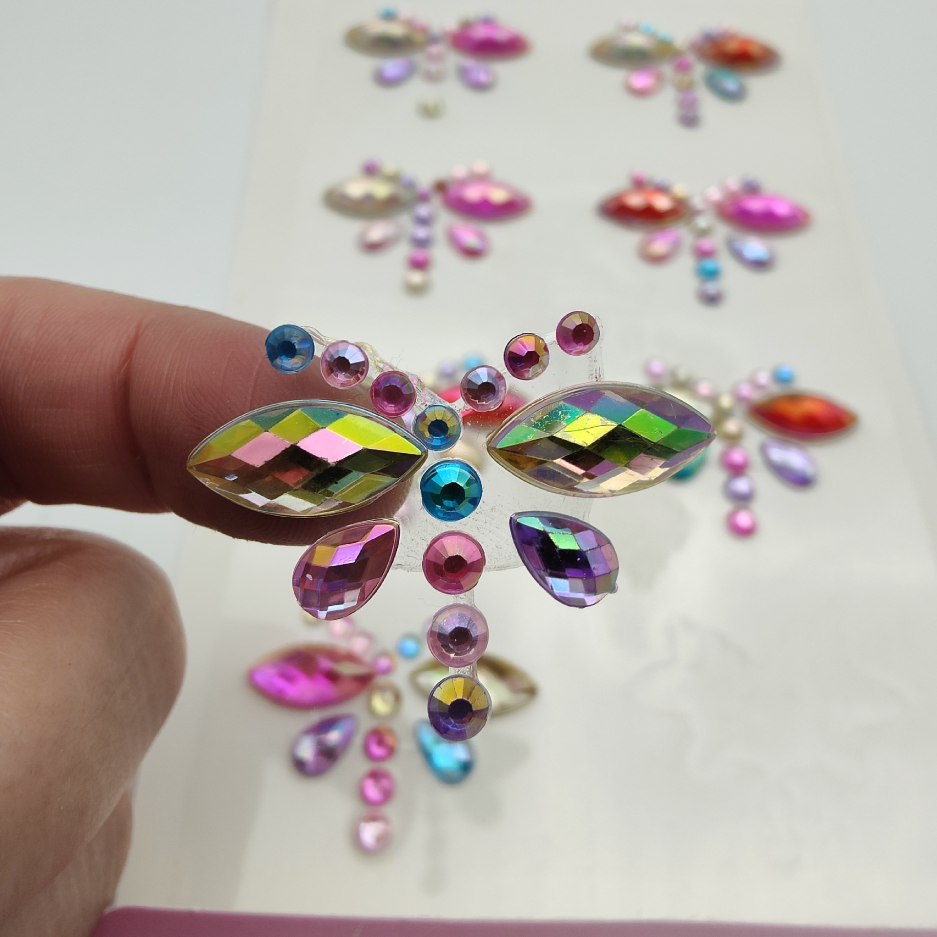 AB Colorful Crystals Sunny Butterfly Diamond Sticker Children's Colorful Gems Acrylic Crystal Stickers Toy Stickers Wholesale