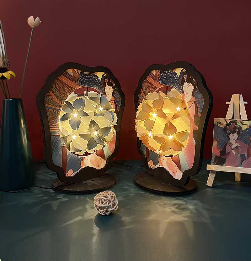 创意中国风纸雕灯 diy纸艺台灯材料包 手工组装床头摆件装饰礼物