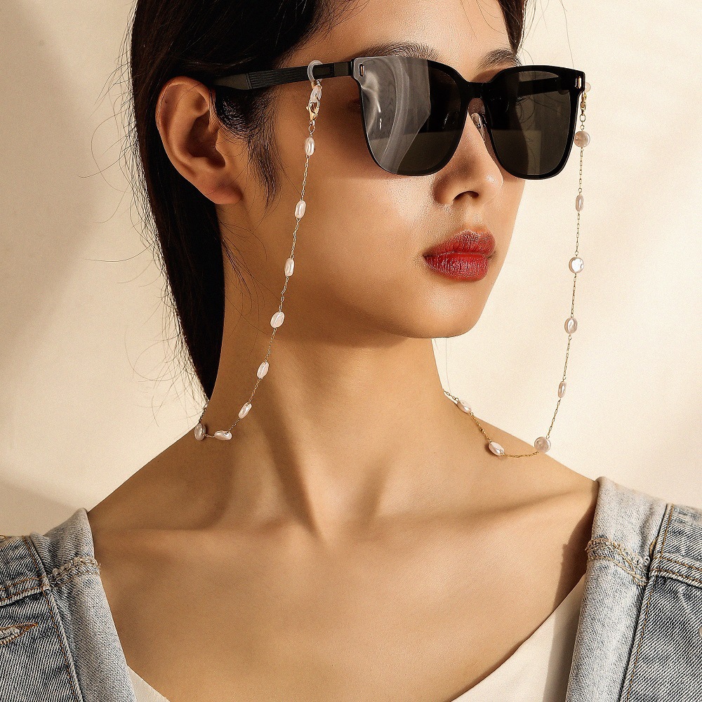 跨境新品热卖流行简约时尚巴洛克珍珠眼镜链长款项链口罩链批发