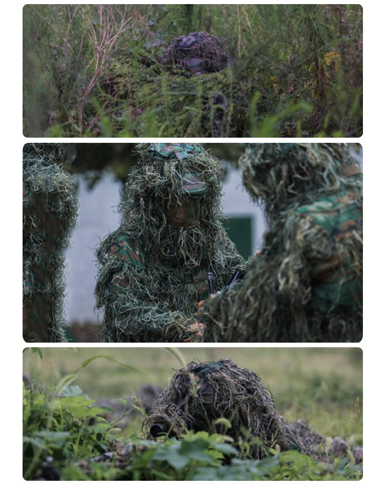 雪地披风伪装服 白色吉利服数码伪装服