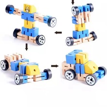 百变机器人 木质品制作批发热卖木制立体儿童益智多功能变形玩具