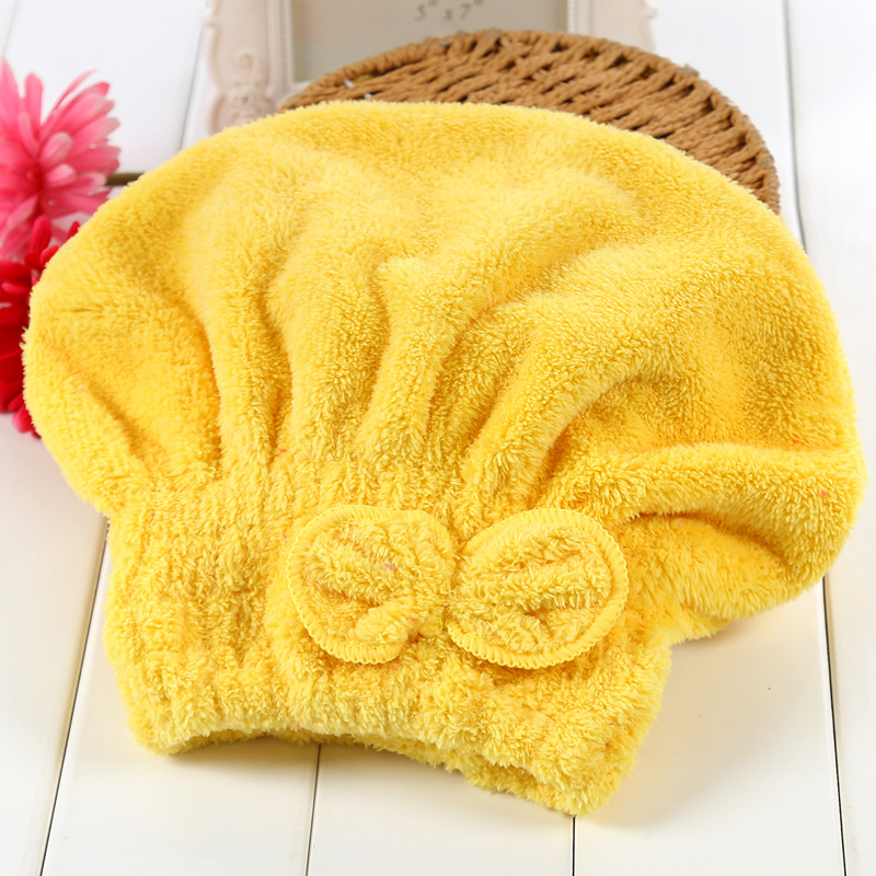 浴帽加厚双面珊瑚绒浴帽 蝴蝶结公主干发帽 纤维吸水浴帽