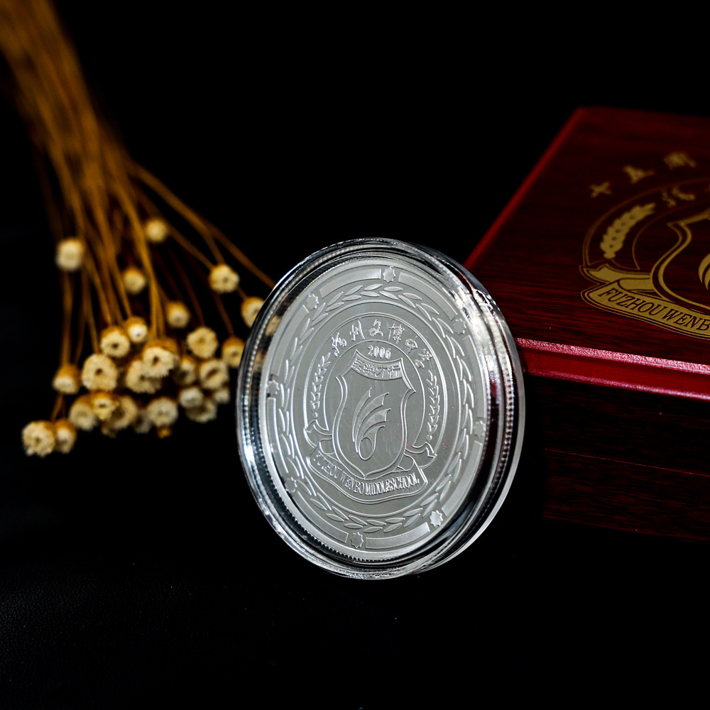 冬季k金白金银币金属高档纪念高珠宝饰品镀金项链企业周年纪念币