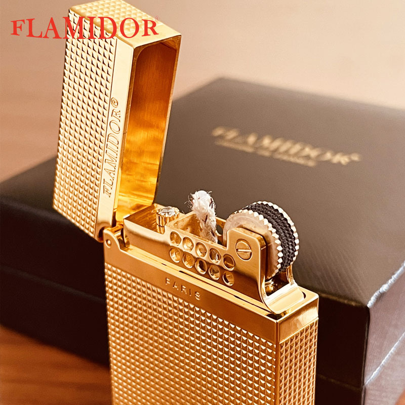 法国品牌flamidor黄铜朗声打火机个性创意超薄打火机经典煤油机