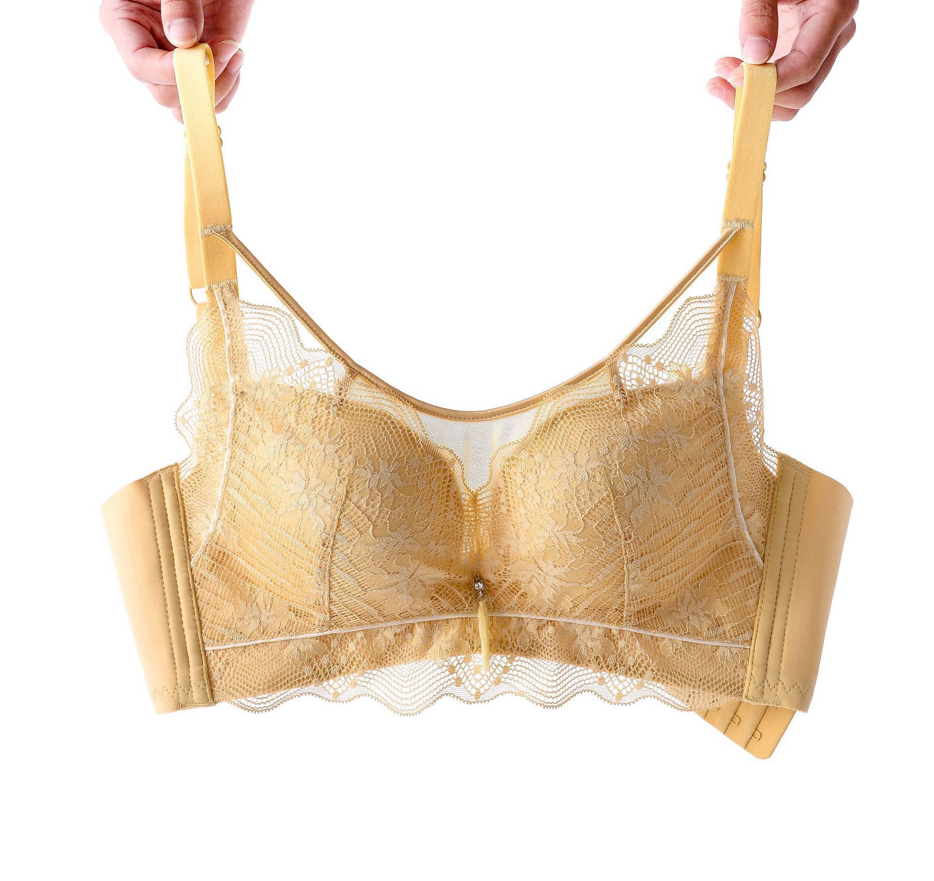 小胸深v聚拢收副乳调整型文胸罩少女性感蕾丝交叉美背内衣bra小胸