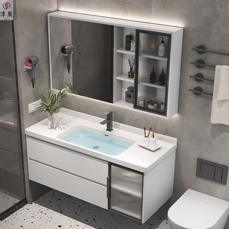 轻奢浴室柜组合陶瓷一体盆洗水台洗脸盆智能卫浴洗手盆柜卫浴套装