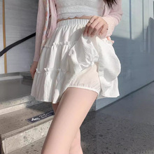 甜美白色蛋糕裙女夏季2024新款高腰a字半身裙小个子蓬蓬裙短裙子