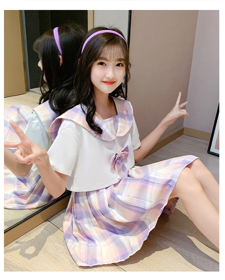 6女童jk制服裙7格子12短袖学院风套装8小学生校服14岁女孩夏装9