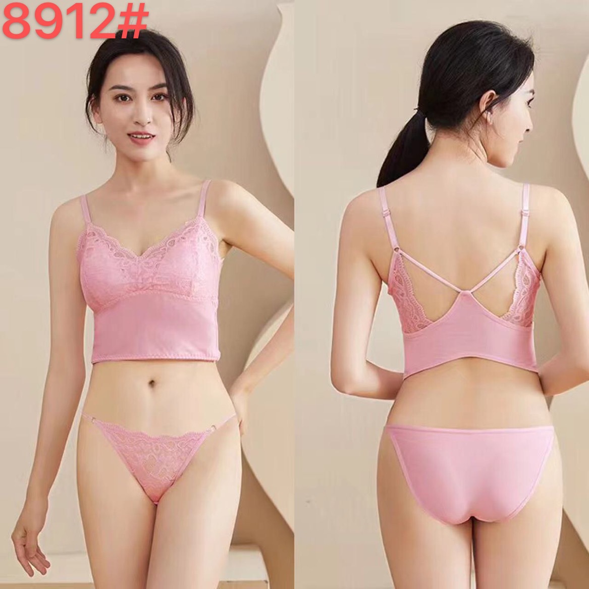 new lace fixed cup tube top underwear set women‘s one-piece cup tube top women‘s underwear