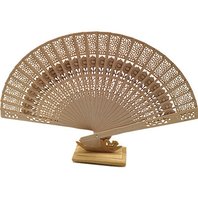 21厘米太阳花檀香木扇 现货款全冲木扇 复古镂空香木扇