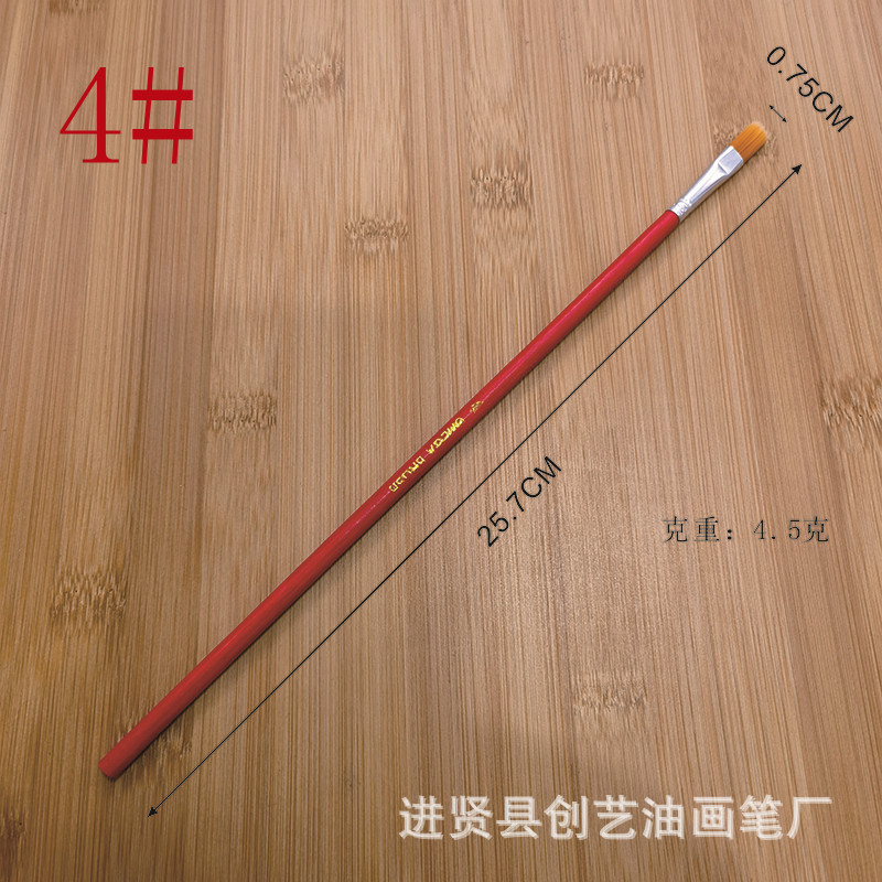 Source in Stock No. 1-12 Red Rod Nylon Wool Oil Painting Brush Single Boxed Oil Painting Brush Paint Repair Brush