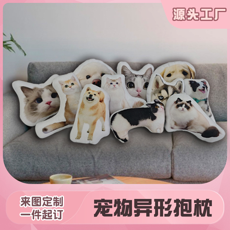 来图定制宠物玩具抱枕小狗小猫恐龙卡通印花动物系列抱枕午睡枕靠