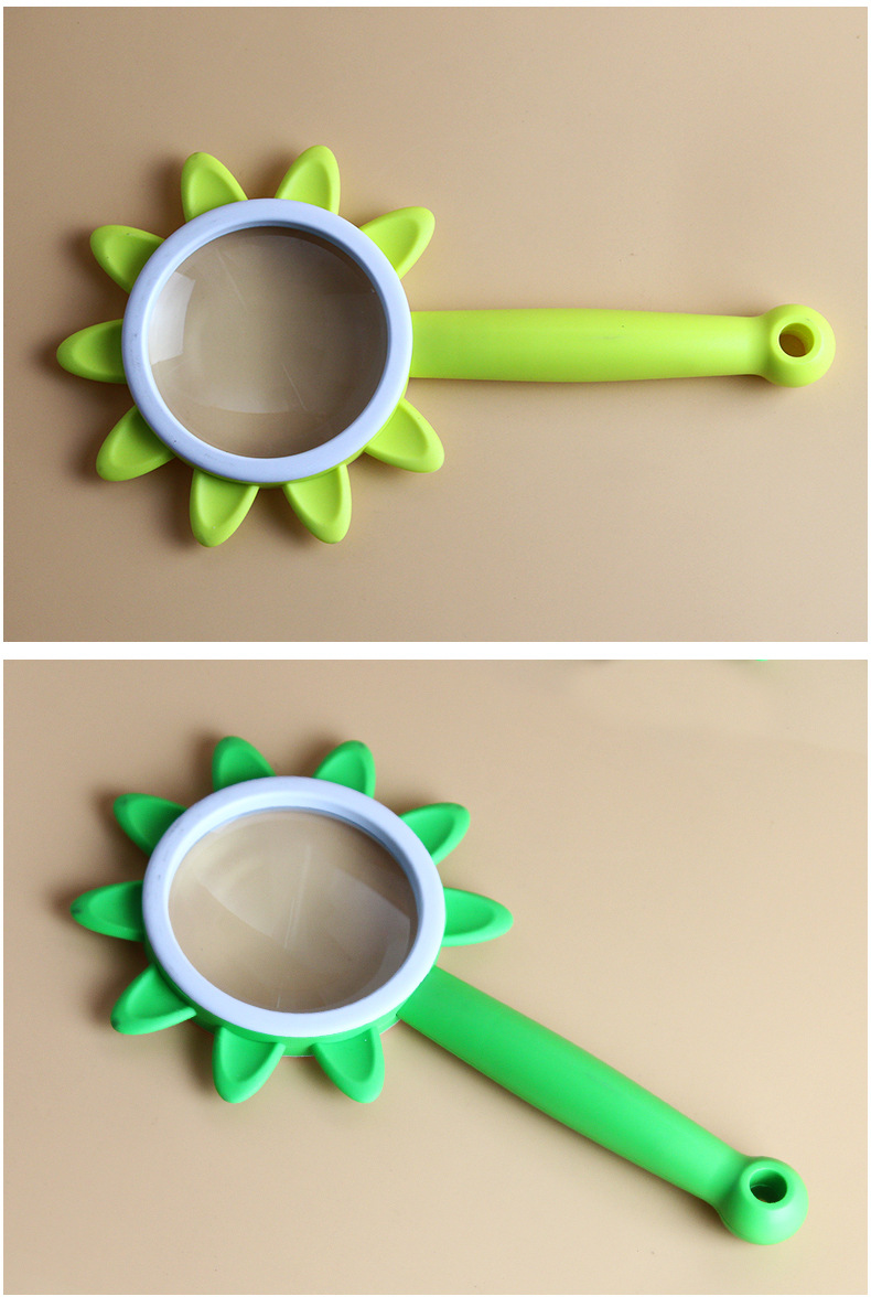 5倍太阳花手持式放大镜幼儿园科学实验小朋友防摔玩具儿童放大镜