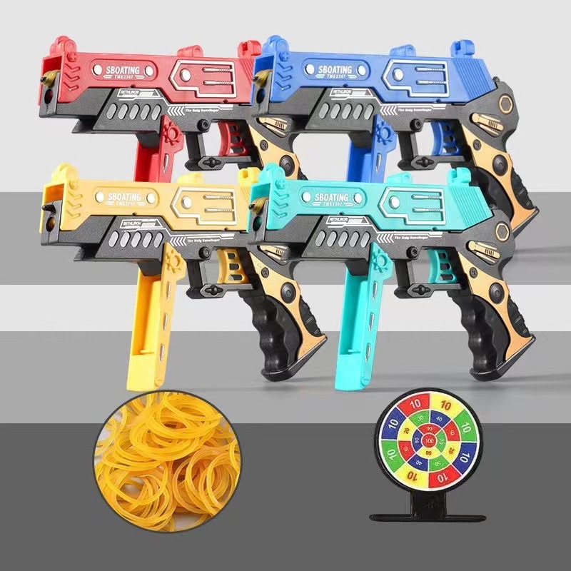 大号可折叠皮筋手枪橡皮枪仿真连发男孩运动射击跨境地摊玩具