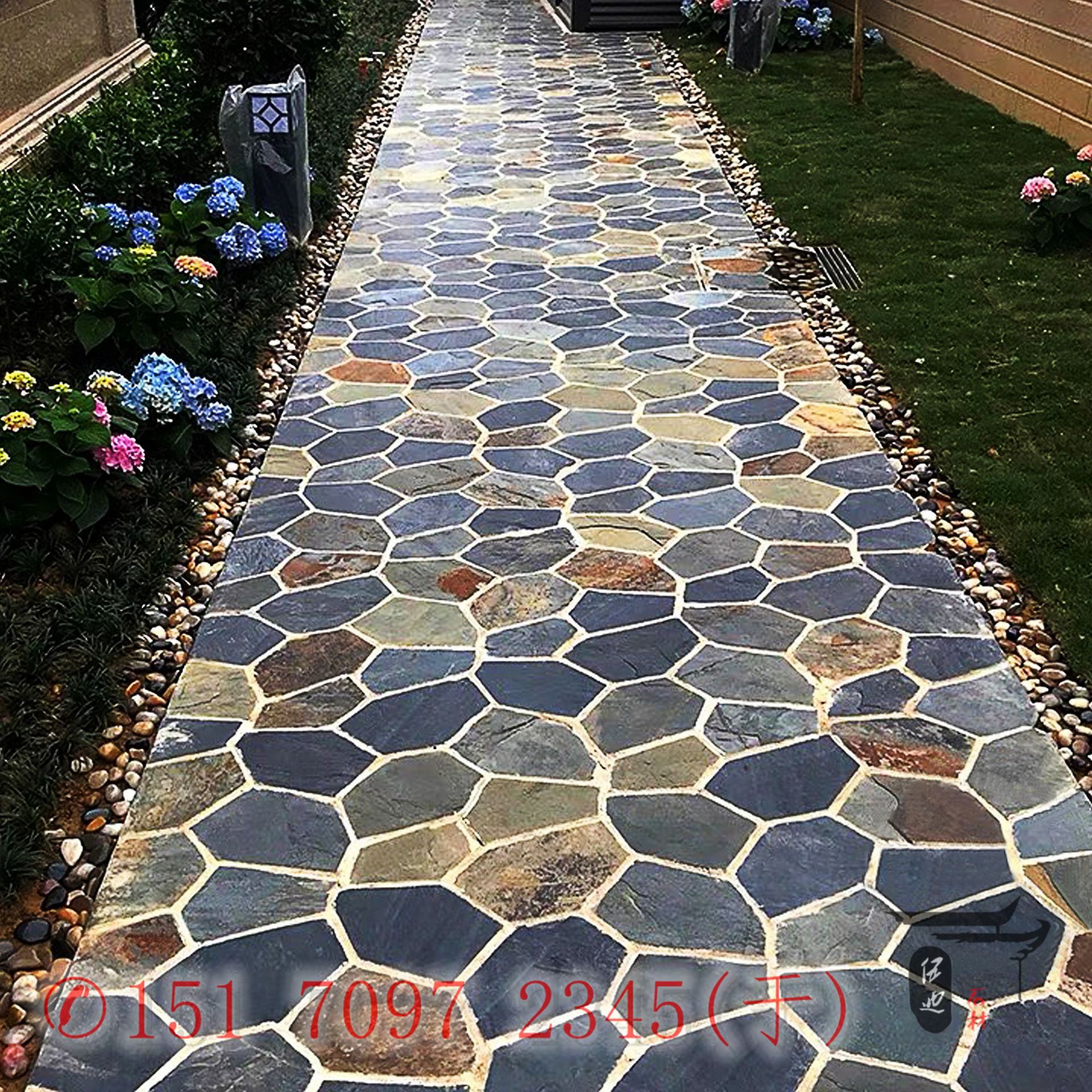 冰裂纹碎拼石不规则地砖乱拼多边形公园景区花园别墅庭院铺路石板