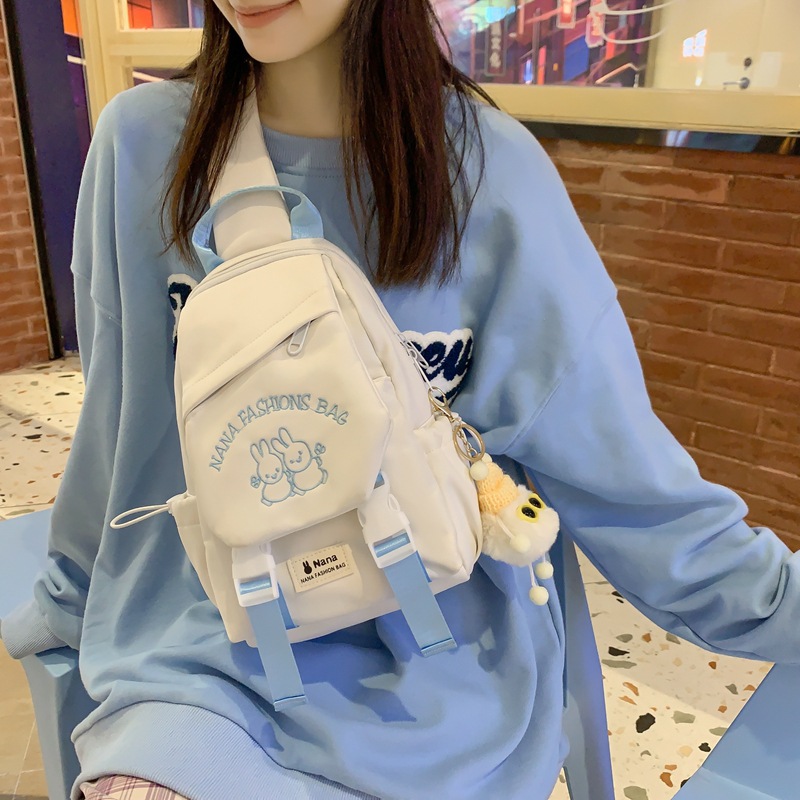 Chest Bag Trendy College Student Women Harajuku Simple Shoulder Messenger Bag Small Backpack