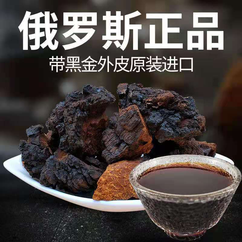 进口俄罗斯桦树茸正品野生白桦茸桦褐孔菌特级黑金整块切块