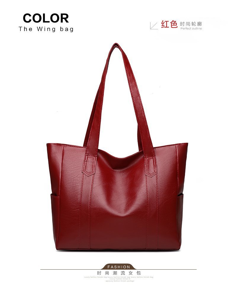 Big Bag Women's 2021 European and American Fashion Large Capacity Women's Bag Stylish and Personalized Handbag Soft Leather Textured Women's Tote Bag