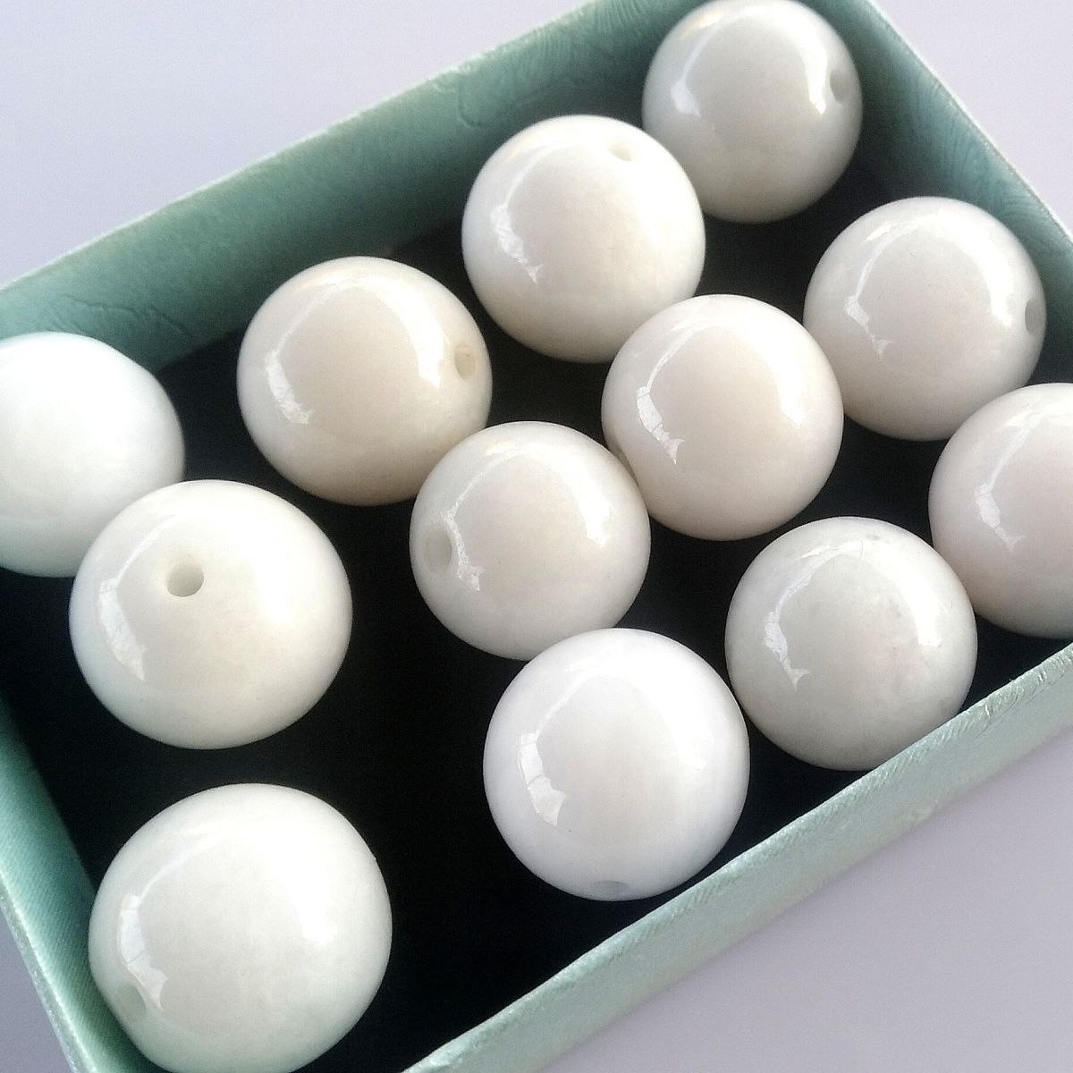 缅甸翡翠白色散珠圆珠手链手串项链配珠18毫米水头好