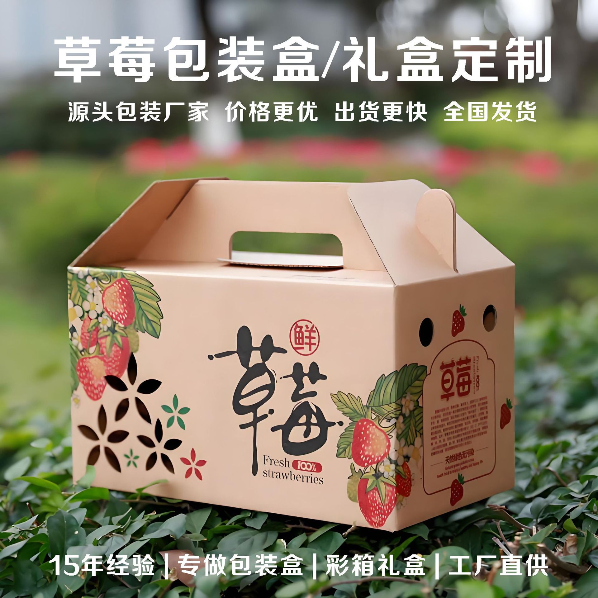 源头工厂直供草莓包装纸箱定 制特硬瓦楞纸冬草莓礼品包装纸盒