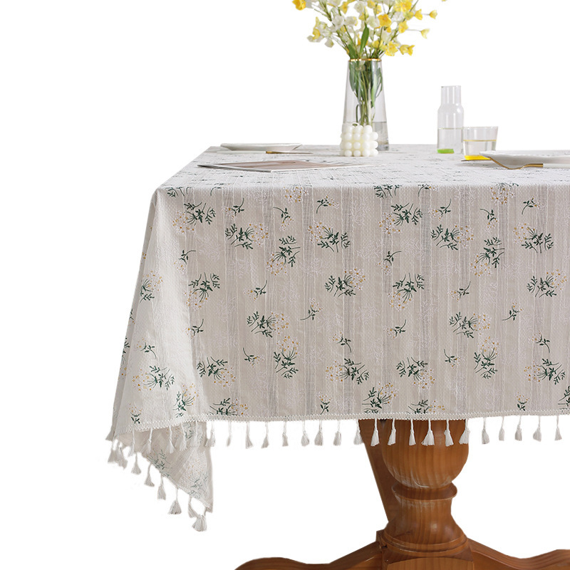Pastoral Style Tablecloth Cotton Linen Fabrics Dining Table Coffee Table round Table Square Tablecloth Fresh Floral Desktop Cover Cloth in Stock