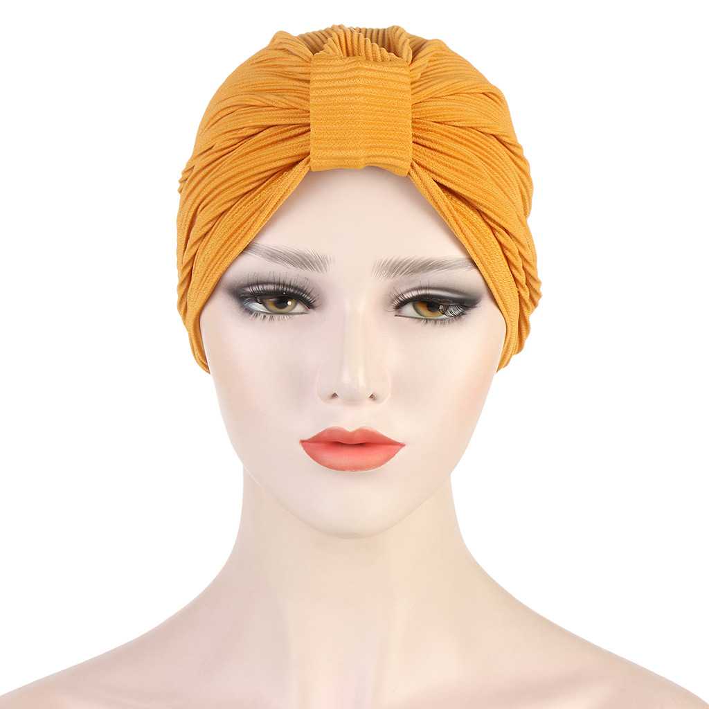 欧美速卖通新款 乱麻压轴印度包头帽穆斯林纯色简便头巾帽现货