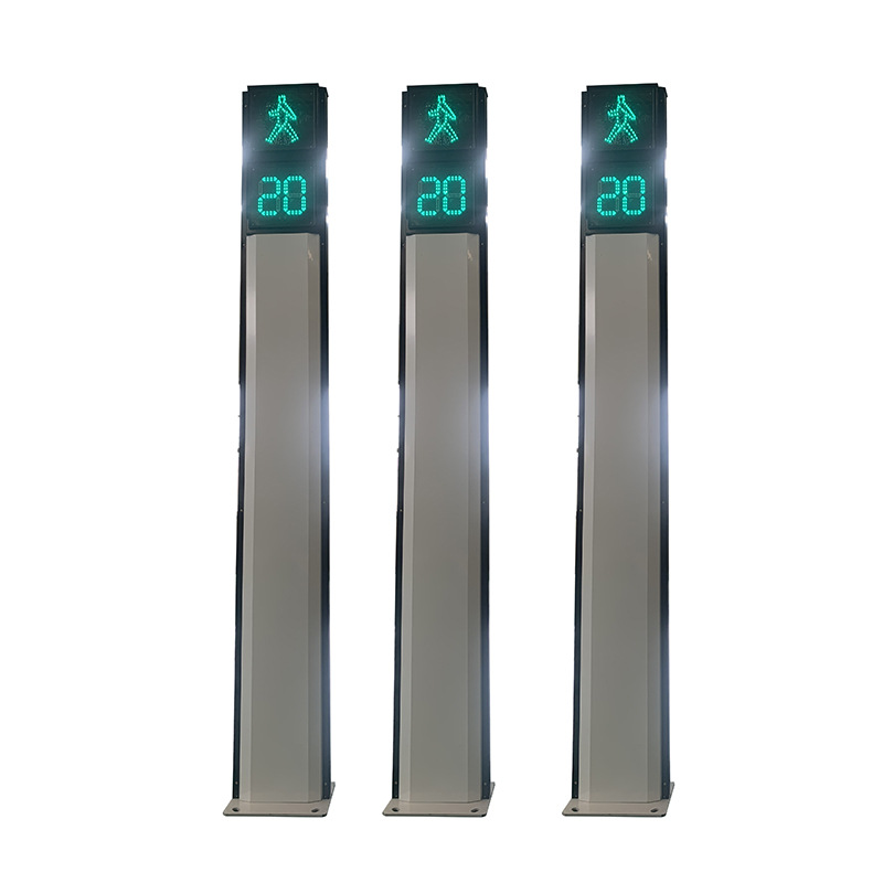 红绿人加倒计时红绿灯 带显示屏 固定字钣金 4米人行一体化信号灯