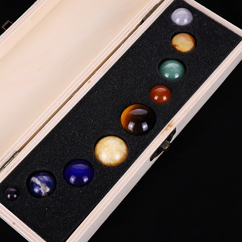 天然水晶宝石矿石标本 太阳系九大行星圆球桌面星球摆件星空礼物