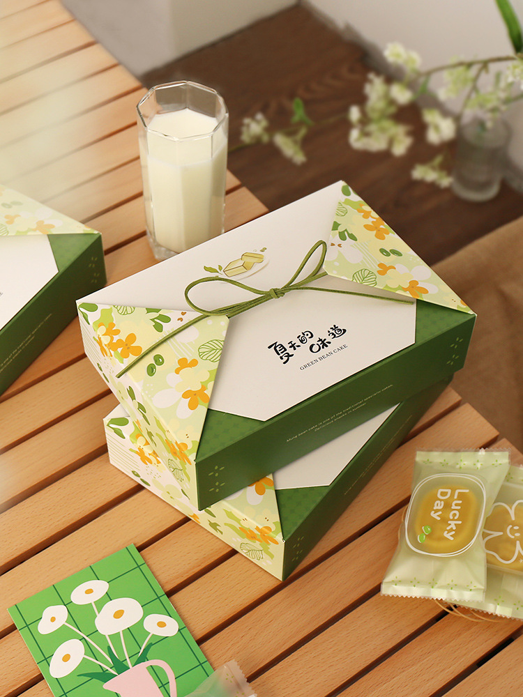 绿豆糕包装盒小清新绿豆冰糕包装礼盒绿豆糕手提盒子空盒湖南肉松饼