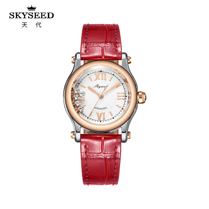 天代手表女时尚女士手表自动机械表时尚潮流表盘镶钻女士手表