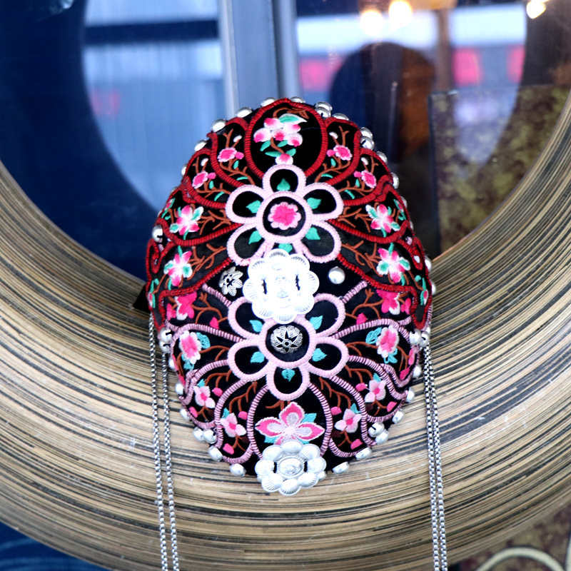 网红中国风绣花发箍夸张复古国潮重工刺绣头饰女宽边汉服搭配发箍