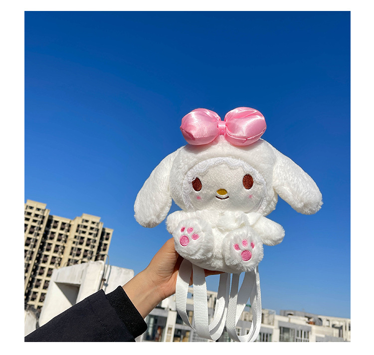 跨境新款蝴蝶结美乐蒂玩偶背包日系卡通少女心双肩包软妹公仔小包