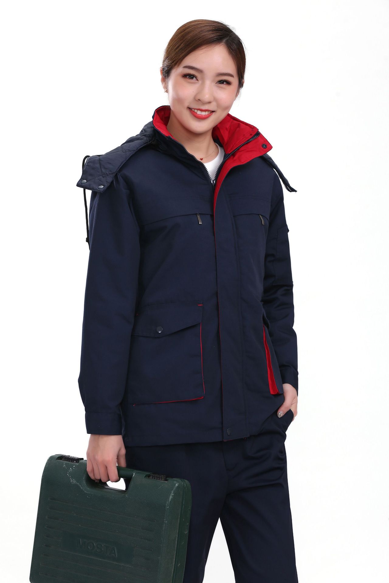 冬季防寒保暖棉服工作服 连帽子棉袄 反光条劳保服 棉衣外套加厚