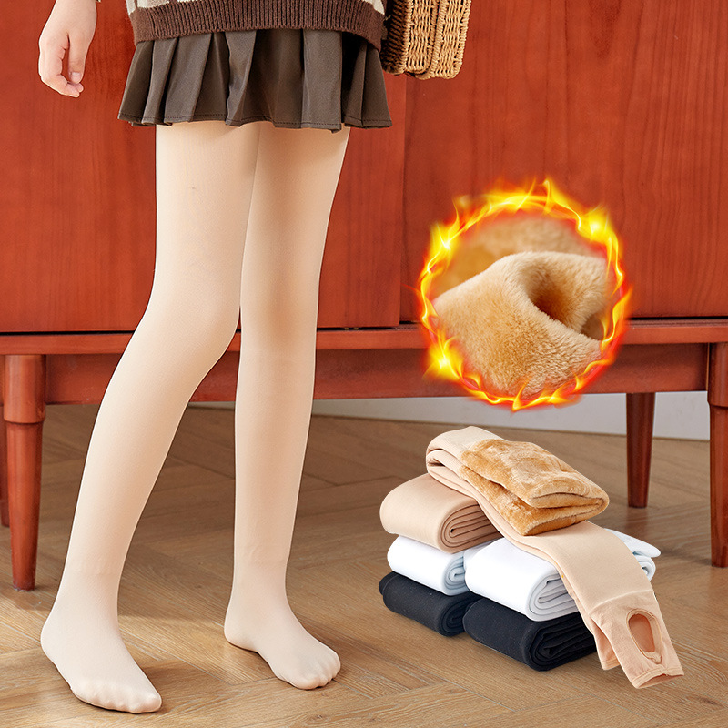 冬女童水光袜光腿肤色神器女童肉色打底裤加绒加厚抗起球外穿丝袜