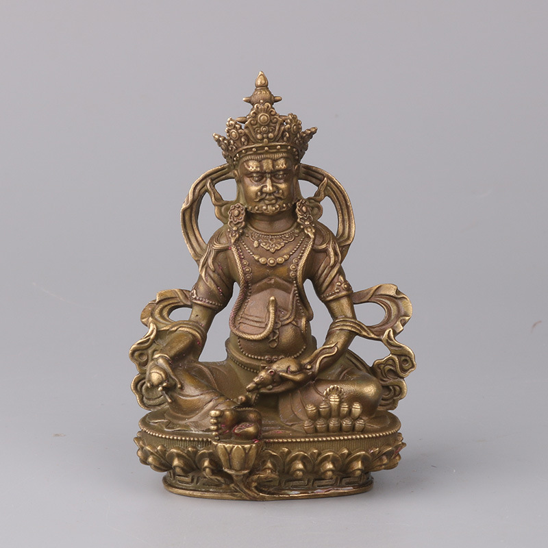 纯铜黄财神随身佛像密宗铜像家用供养饰品车载铜器小摆件铜工艺品