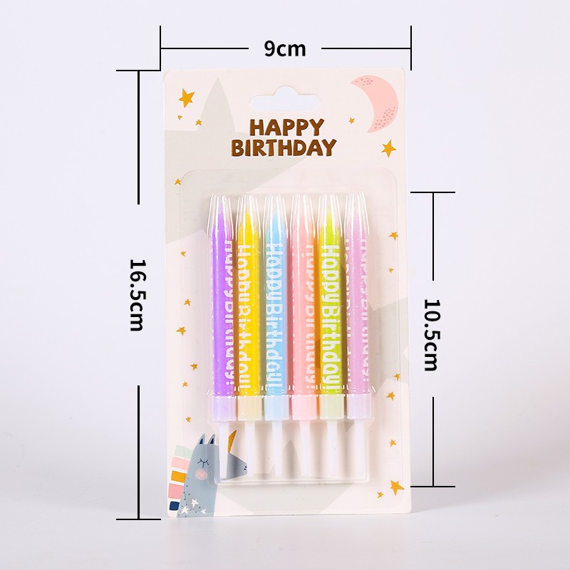 Macaron Color Printing Pattern Birthday Candle Creative Printing Letter Candle with Base