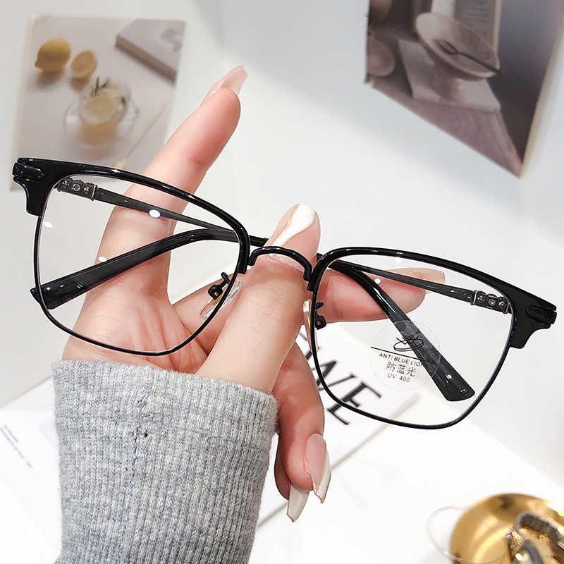 New Metal Half Frame HD Anti-Blue Ray Reading Glasses Business Men Presbyopic Glasses Elderly Reading Reading Glasses