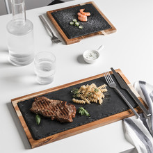 日式相思木牛排盘岩石牛排餐盘料理西餐盘黑石板餐厅牛排托盘