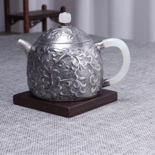 手工银壶家用小茶壶足银999茶器龙蛋茶器泡茶壶浮雕雕刻功夫茶具