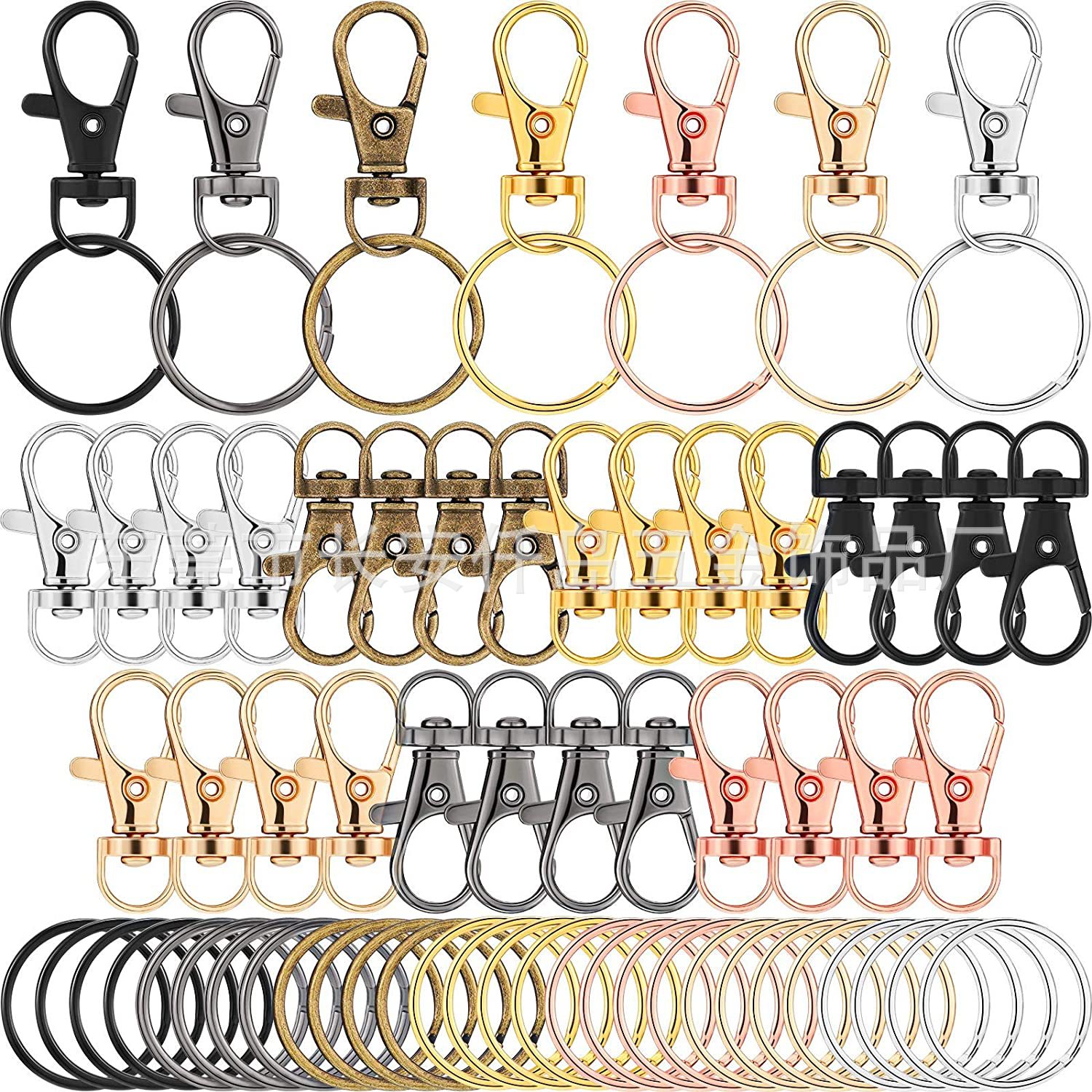 Factory Wholesale Amazon Hot Selling Creative 7-Color Rotating Snap Hook Key Ring Lobster Buckle Aperture and Other Hardware Accessories